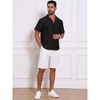 INSPIRE CHIC Men's Camp Collar Button Down Short Sleeve Hollow Texture Knit Shirts - 2 of 4