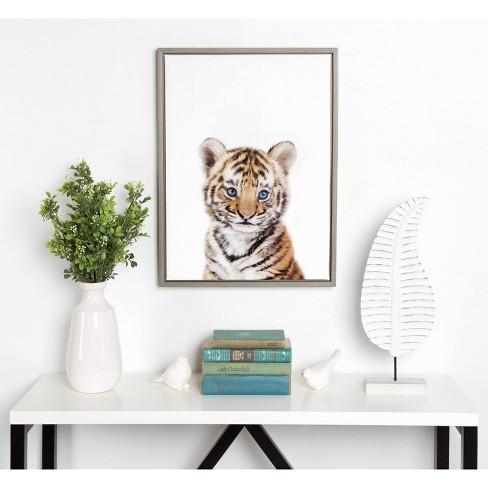 18" x 24" Sylvie Baby Tiger Framed Canvas by Amy Peterson - Kate & Laurel All Things Decor - image 1 of 4