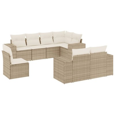 vidaXL Garden Sofa Set Beige PE Rattan Large Modular Garden Sofa Set