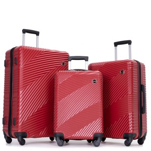 Wooakway 3 Piece Luggage Sets PC+ABS Lightweight Suitcase with Two Hooks, Spinner Wheels - 1 of 4