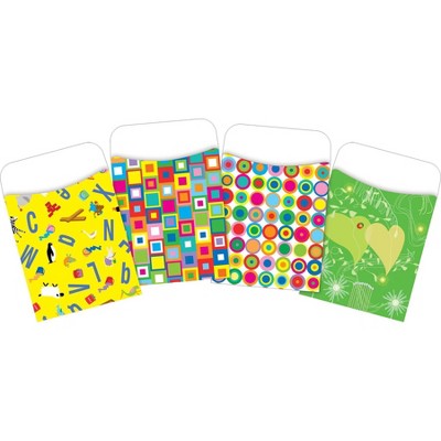 4pk 30ea Bright Colors Peel & Stick Library Pockets - Barker Creek