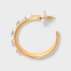 Pearl Inlay Hoop Earrings - A New Day™ Pearl/Gold - 2 of 2