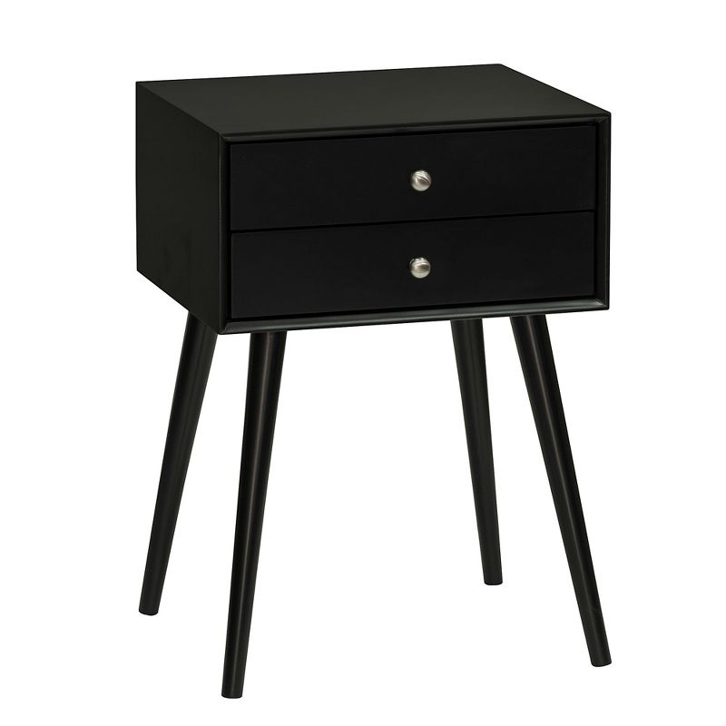 HOMCOM Modern Nightstand with 2 Pull Out Drawers, Side End Table with Display Tabletop and Solid Acacia Legs, 1 of 7