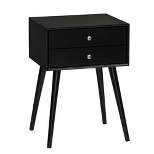 HOMCOM Modern Nightstand with 2 Pull Out Drawers, Side End Table with Display Tabletop and Solid Acacia Legs