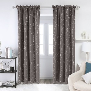 Deconovo Silver Dots Rod Pocket Curtains – 2 Panels, Light-Reducing & Stylish - 1 of 4