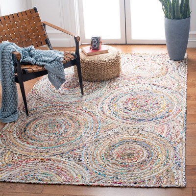 Handwoven Beige and Multicolor Jute Area Rug
