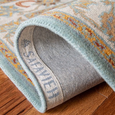 Elegant Heritage Light Blue & Ivory 6' Square Hand-Tufted Wool Rug