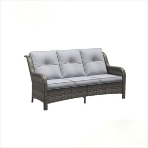 Contemporary Woven Rattan Loveseat, Waterproof 2-Seater Outdoor Sofa with Aluminum Frame for Patio and Garden - 1 of 4