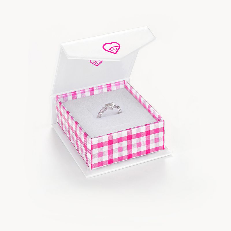 Girl's Pink Heart & CZ Band Sterling Silver Ring - In Season Jewelry, 5 of 6
