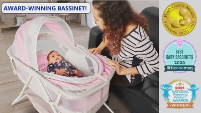 Cool Gray Aluminum Foldable Baby Bassinet with Double Canopy