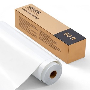 VEVOR Heat Transfer Vinyl, 12 in x 50 ft, Glossy White HTV Iron on Vinyl Roll, Easy to Cut, Strong Adhesion, Compatible with Cutting Machines,White - 1 of 4