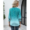 Women's 2025 Fashion 3/4 Sleeve Blouse Floral V-Neck Ruffled Top Business Casual Summer Lightweight Tee Shirt - 4 of 4