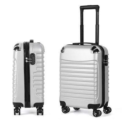 Oumilen Carryon 20" Hardside Suitcase ABS Spinner Luggage with Lock - Shell in Silver