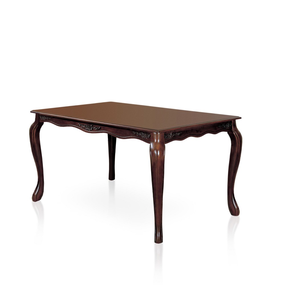 Photos - Garden & Outdoor Decoration 60" Danburn Floral Accented Dining Table Dark Walnut - HOMES: Inside + Out: Seats 6, Rectangular, Carved Detail