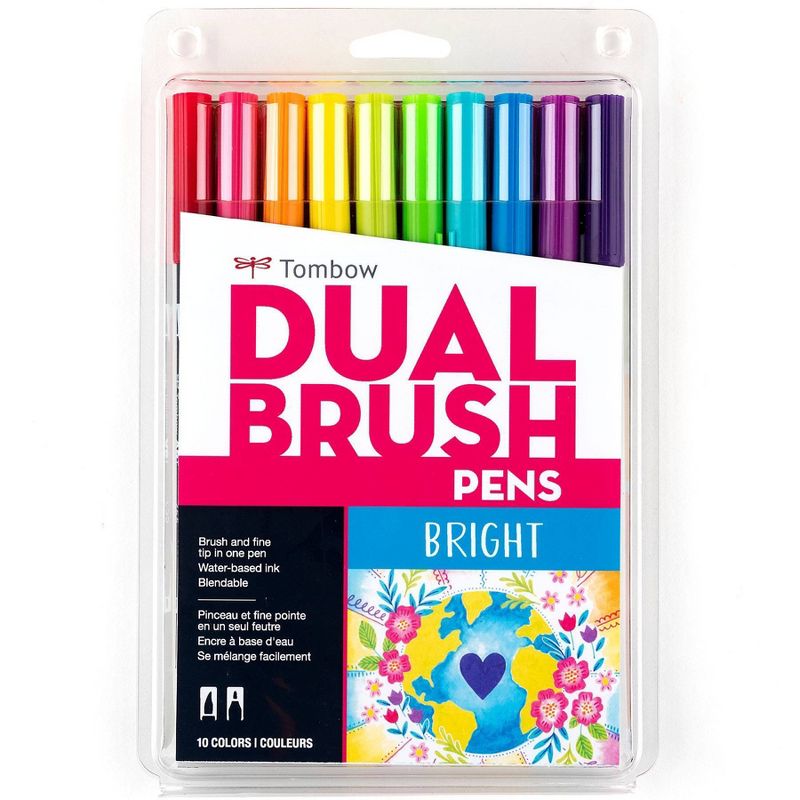 10pk Dual Brush Pen Art Markers Bright Palette - Tombow, 1 of 12