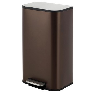 Trash Can for Kitchen, Stainless Steel Garbage Can with Soft-Close Lid, Step-On Pedal and Inner Bucket for Home Office Bathroom, Brown - 1 of 1