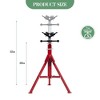 Steel pipe jack stand with double ball transfer V-head, foldable, adjustable height 28-52 inches, load capacity 2500 lbs, for welding - 2 of 4