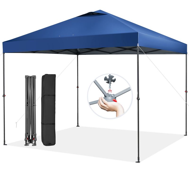 Costway Patio 10x10ft Outdoor Instant Pop-up Canopy Folding Tent Sun Shelter UV50+ Gray/Blue/White, 1 of 11