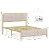 Homhougo Full Size Bed Frame, Upholstered Bed Frame with Button Tufted Headboard, Heavy Duty Metal Easy Assembly, No Box Spring Needed, Grey - 3 of 4