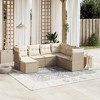 vidaXL 7 Piece Patio Sofa Set with Cushions Beige Poly Rattan - Beige and Cream Without Table - 2 of 4