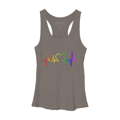 Adult Design By Humans Pride Heartbeat Rainbow By LuckyCharm99 Racerback Tank Top