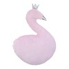 Everything Kids Pink Plush Swan Decorative Throw Pillow with Silver Metallic Beak and Crown - 3 of 4