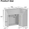 PAKASEPT L-Shaped Reception Desk with Lights and Glass Display Shelf, Front Desk with Drawer and Cabinet, Counter Table, White - 3 of 4