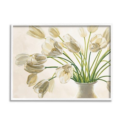 Stupell Industries Tranquil White Tulip Bouquet in Country Vase