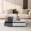 MDF Coffee Table with Marble Finish and Two Storage Spaces with Patchwork Design and Modern Style - 3 of 4