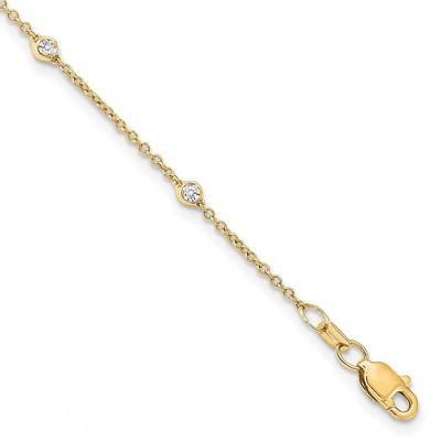 Black Bow Jewelry 14k Yellow Gold 1/5 Ct Lab Grown Diamond (E-F, VS1) Station Anklet - 9in
