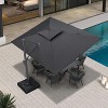 PURPLE LEAF Outdoor Cantilever Umbrella with Base Large Patio Umbrella Windproof Heavy Duty Hanging Offset Umbrella for Garden Outdoor Pool - 2 of 4