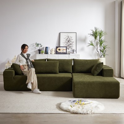 108"W Modern Chenille Upholstered Sectional Sofa Set, L-Shaped Free Combination Sofa Couch With 6 Pillows - ModernLuxe