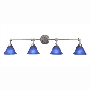 Toltec Lighting Vintage 4 - Light Vanity in  Aged Silver with 7" Blue Italian Shade - 1 of 1