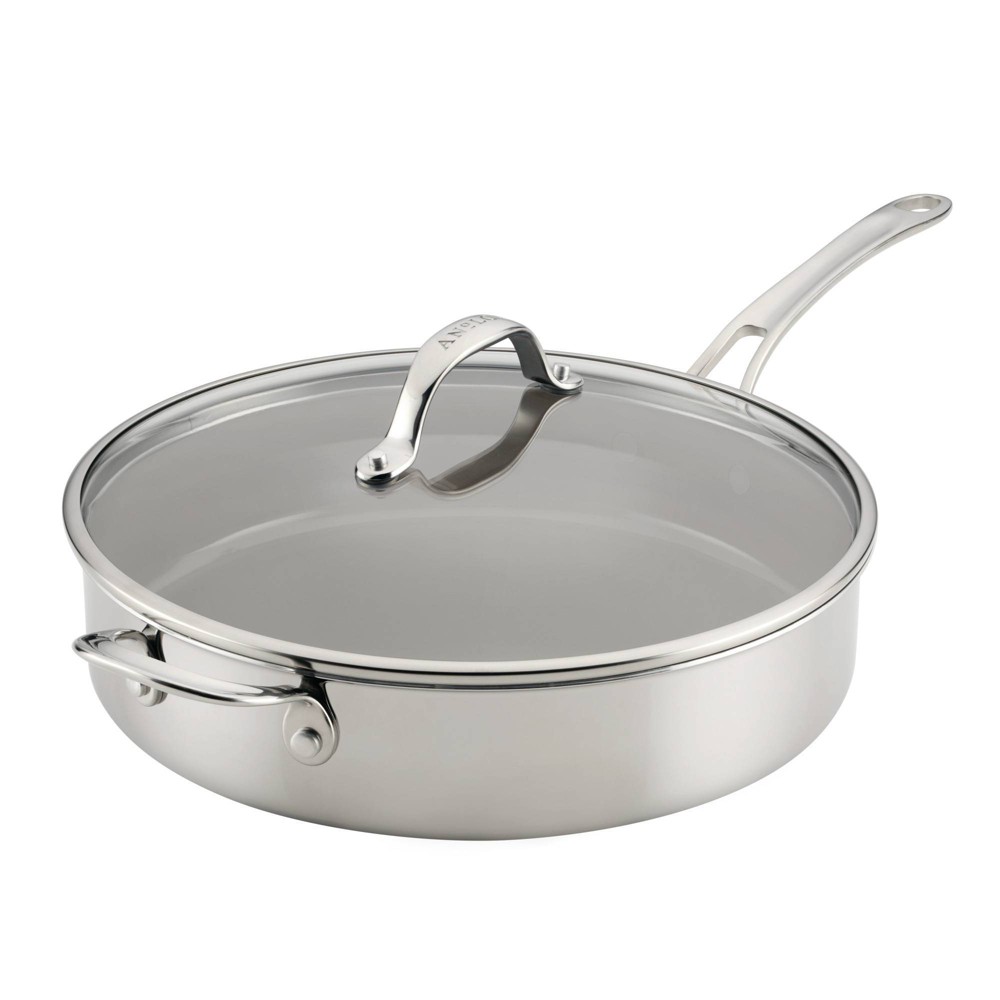 Anolon EverLast 5qt Clad Ceramic Stainless Steel Saute Pan with Lid Silver