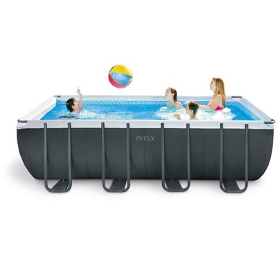 Intex 18' x 9' x 52" Gray Rectangular Pool with Sand Filter Pump