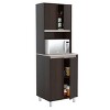 4 Door Breakroom Cabinet with Open Space Espresso/Amber Gray - Inval: Hutch, Microwave Storage - 4 of 4