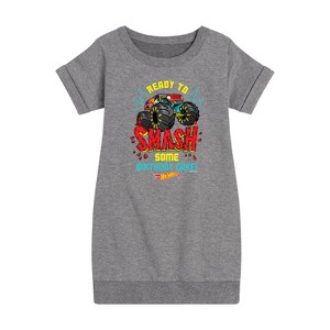 - Hot Wheels - Ready To Smash Cake Graphic Short Sleeve Fleece Dress - 1 of 3