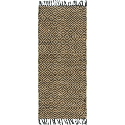 Handmade Reversible Black Geometric Braided Runner Rug