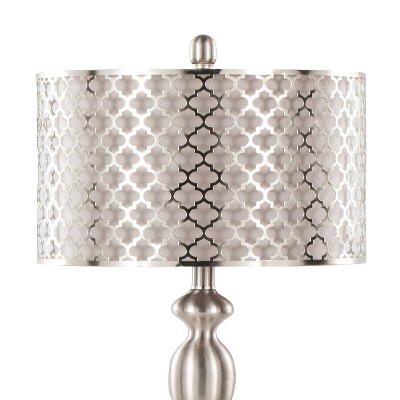 LumiSource Ashland 27" Table Lamps: Brushed Nickel, Empire Shade, UL Listed, Set of 2