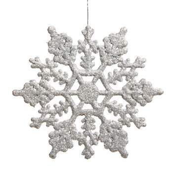 Glitter Shape 8pc Snowflake White & Silver