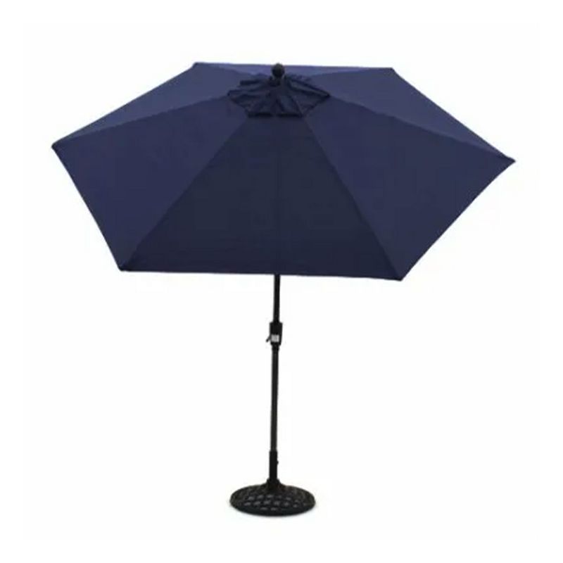 Four Seasons Courtyard Brookfield 9 Foot Market Patio Table Umbrella with Aluminum Pole, for Outdoor Space, Garden, Deck, and Porch, Navy, 1 of 7