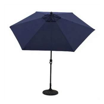 Four Seasons Courtyard Brookfield 9 Foot Market Patio Table Umbrella with Aluminum Pole, for Outdoor Space, Garden, Deck, and Porch, Navy