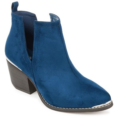 Journee Collection Womens Issla Pull On Stacked Heel Booties Blue 7wd ...