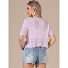 INSPIRE CHIC Women's V Neck Summer Tie Front Hollow Out Short Sleeve Crop Crochet Cardigan - 4 of 4
