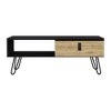 Alilang 14.17 Inch Modern Industrial Coffee Table with Open Storage Shelves and Sliding Drawer - Black Multi - 3 of 4