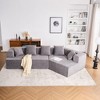 129.5" Deep Seat Memory Foam Sectional Sofa, No Assembly, Chenille Fabric Sofa Couch with 5 Pillows, Removable Covers - 4 of 4
