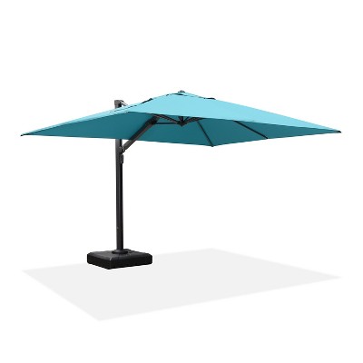 PURPLE LEAF Rectangle Patio Umbrella with Base Large Cantilever Outdoor Offset Umbrella with 360-degree Rotation for Garden Deck Backyard Pool