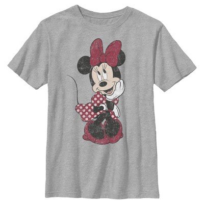 Boy's Disney Polka Dot Minnie T-shirt - Athletic Heather - Medium : Target