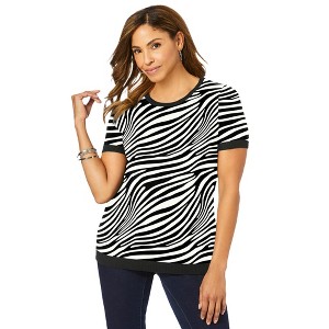 Jessica London Women's Plus Size Fine Gauge Crewneck Shell - 1 of 4