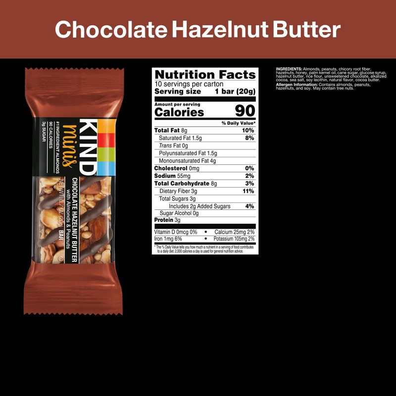 KIND Minis Chocolate Hazelnut Butter with Almonds &#38; Peanuts - 10ct/7.0oz, 4 of 8